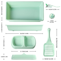 Litière pour chaton écologique à entrée par le haut, design ouvert, petite, avec pelle à litière, double gamelle et souris à catnip