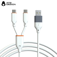ATB 3 en 1 câble de charge super rapide câble Usb câble de données de téléphone portable en alliage de zinc et de métal pour téléphone portable