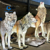 JN-Zm24 Festival Décoration Ours Loup Animal Lanterne Peint À La Main LED Animal Renne Art Lanternes