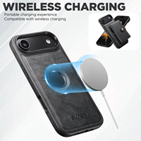 Étui de téléphone SUTENI pour iPhone 18 Pro Max avec recharge sans fil, bouton magnétique, porte-cartes, support, portefeuille 2-en-1, compatible avec les modèles 17, 16 Plus, 15, 14, 13, 12