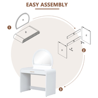 Table de maquillage de 39 pouces avec miroir tactile éclairé, table de toilette avec tiroir pour chambre à coucher