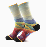 Chaussettes de sport en laine personnalisées, absorbantes, antibactériennes, désodorisantes, à impression numérique, mi-mollet, pour hommes et femmes