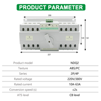 Interruptor de Transferencia Automática, Clase CB, 220V CA, 63A, 4P, Trifásico, Capacidad de Ruptura de 5kA, 50/60Hz, Material ABS, CE