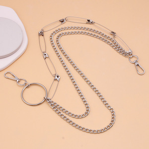 European American Waist <b>Chain</b> Multi Layered Zinc Alloy Heart Shape Punk Hip Hop Fashion Pants <b>Chain</b> Daily Wear - Product Image 4