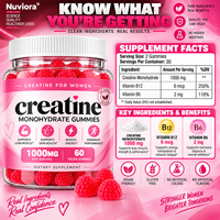 Créatine en vrac directement de l'usine pour femmes, gommes de 1000 mg, 60 unités, favorise la masse musculaire maigre et la santé de la peau* Framboise Végétalien GMP HALAL