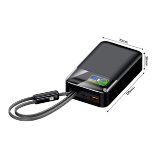 Banco de Energía de Alta Capacidad de 65W y 30000mAh con Cables Dobles Integrados, Correa, Pantalla LED y 4 Puertos de Carga Rápida, Batería Externa para Camping - Product Image 3