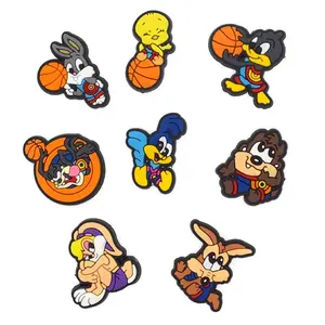 hot cartoon movie Silicone shoe charms Basketball rabbits Flat Back rabbits Tweety bird PVC Charms for Kid