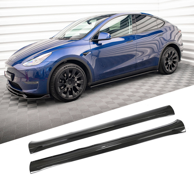 New High Quality Auto Carbon Fiber 2 Side Skirts Parts for Tesla Model Y