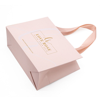 Custom Luxury Black Recyclable Paperboard Gift Shopping Bags with Custom Logo Lamination Ribbon Handle & Candle Use