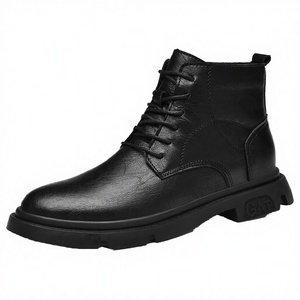 Bottes montantes respirantes en cuir de vachette pour hommes, avec talon invisible rehaussant de 8 cm/6 cm, style mocassins - Product Image 2