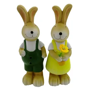 Vente en gros Nouveau design Statues décoratives modernes de printemps Lapin mignon en résine Lapin de Pâques Ornements de lapin pour cadeau Décoration de la maison