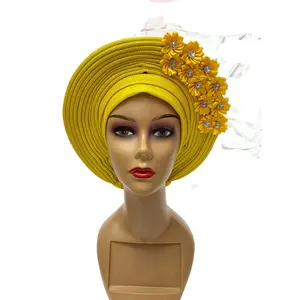 Chowleedee New Fashion Afrikanischer Turban Mit Netz perlen Nigeria Auto Gele Turban Head Wrap Afrikanische Headtie