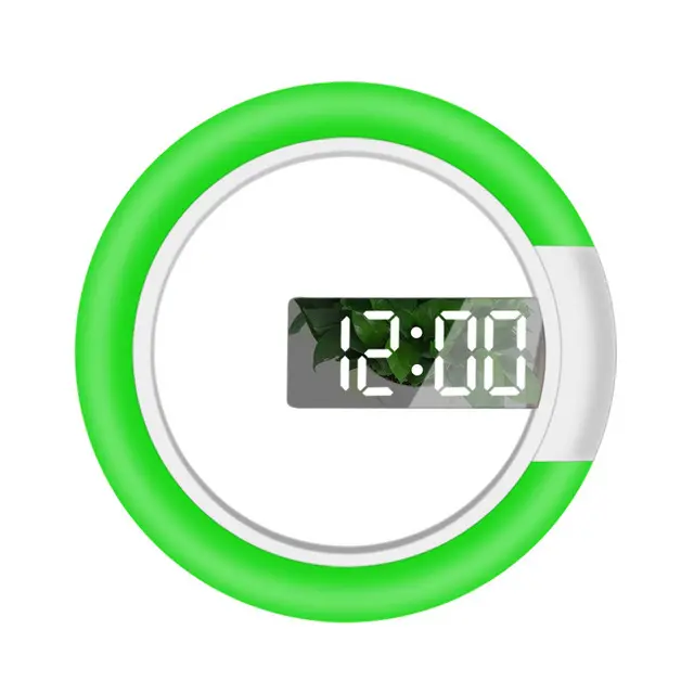 Home Decor Clocks Big Mirror Remote Control Creative Hanging Digital Alarm Temperature 7 Color Rgb Light Led Wall Clock