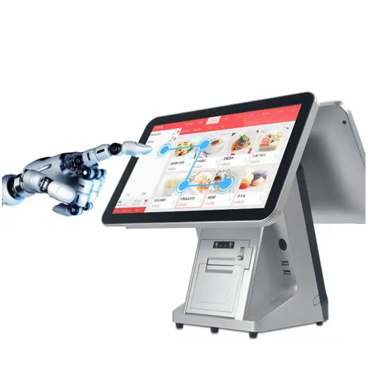 Touch Display 15.6 Inch All In One Pos Android Cash Register Billing Pos Machine With Printer 2D Scanner