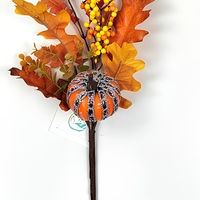 Branche de feuille d'automne artificielle en forme de citrouille pour la décoration de la maison, couronnes de Thanksgiving et de mariage, arrangement floral en soie, vente en gros