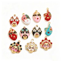 Nouveau Pendentif Masque d'Opéra de Peking Personnalisé en Acier Inoxydable, Breloques Colorées Émaillées, Vente en Gros 2026