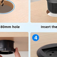 Prise encastrée de type israélien 80 mm avec USB-C PD à charge rapide 2A1C, multiprise de bureau avec câble de 1,5 m pour bureau