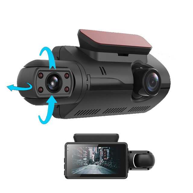 Top Sale Dash Cam 3-inch HD Screen Double Video Recording Inside and Outside Rotating Lens Car DVR Night Vision
