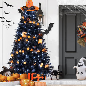 Pre-installed Lights Black <b>Christmas</b> Tree Artificial Holiday <b>Decorations</b> for Home, <b>Office</b>, Halloween Party <b>Decorations</b> - Product Image 5