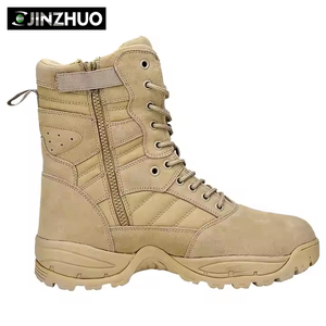 Suela de goma duradera, zapatos tácticos de cuero de ante transpirable para hombre, botas protectoras tácticas para el desierto con cremallera lateral marrón caqui - Product Image 4