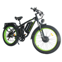Vélo de montagne électrique avec batterie au lithium 52V 25Ah, moteur sans balais, cadre en acier, pneus 26x4 pouces, freins à disque hydrauliques à 7 vitesses