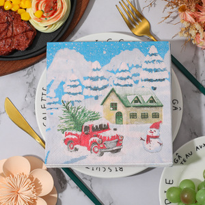 Christmas Printed Paper Napkins 330mm Square Food Grade Disposable Holiday Table Tissues - Product Image 2