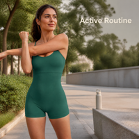 Combinaison de yoga une pièce personnalisée pour femme, avec short intégré effet fessier galbé, tenue de sport et fitness, dos ajouré et sans manches