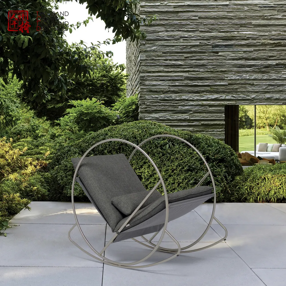 Tctd 정원 가구 현대 새로운 디자인 스테인레스 스틸 가구 거실 흔들 의자 소파 세트 화이트 소파 의자