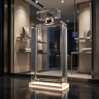 Présentoir Modulaire Personnalisé en Acrylique Prisme Factice de 8 mm d'Épaisseur pour Bouteilles de Parfum, Hauteur 1,2 m, avec Base LED Cachée Télécommandée