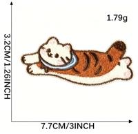 Patch en feutre non tissé auto-adhésif brodé à l'ordinateur motif chat de dessin animé, accessoire vestimentaire, étiquette en tissu DIY, 7 jours Chine