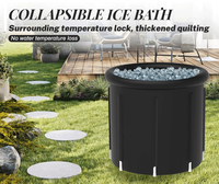 Baignoire ronde noire en plastique économique, pliable, portable, pour l'extérieur, bain froid, bain de glace, pour adultes