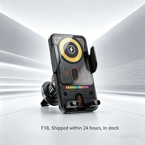 Support de téléphone de voiture avec lumière RGB pour grille d'aération, chargeur sans fil 15W à charge rapide, capteur intelligent, cadeaux, gadgets cool - Product Image 1