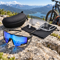 Ensemble de lunettes de soleil de cyclisme UV400 avec monture TR90, verres interchangeables et étui pour la course en extérieur