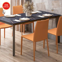 Chaise de salle à manger en cuir italien, style moderne minimaliste, structure en fer gris, pour la maison, le bureau et l'hôtel, mobilier de salle à manger