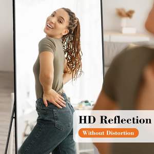 Espejo de cuerpo entero Dumos de 64x21 pulgadas con marco de aluminio, de pie, para dormitorio, vestidor, maquillaje, entrenamiento, moderno, sencillo, para el hogar. - Product Image 6