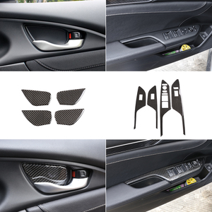 Accessori <span class=keywords><strong>interni</strong></span> per auto in fibra di carbonio morbido kit adesivi decorativi per 2016 - 2019 <span class=keywords><strong>Honda</strong></span> Civic - Product Image 5