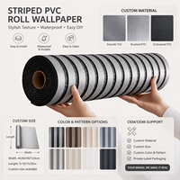 Papier peint rayé moderne en PVC, revêtement mural durable, surface lisse, motif et couleur personnalisés