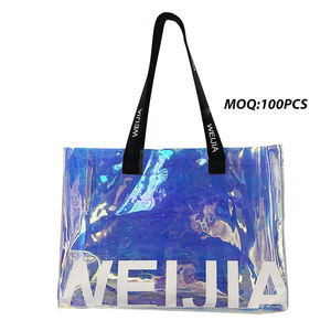 ถุงผ้าพีวีซีใสกันน้ำโฮโลแกรมเลเซอร์สีสันสดใสออกแบบได้ตามต้องการของขวัญถุงช้อปปิ้งสำหรับผู้หญิงพร้อมที่จับ - Product Image 4