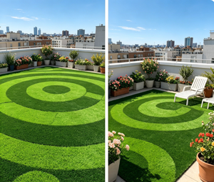 Tapis d'herbe artificielle réaliste à motif circulaire pour pelouse et jardin extérieurs - Product Image 2