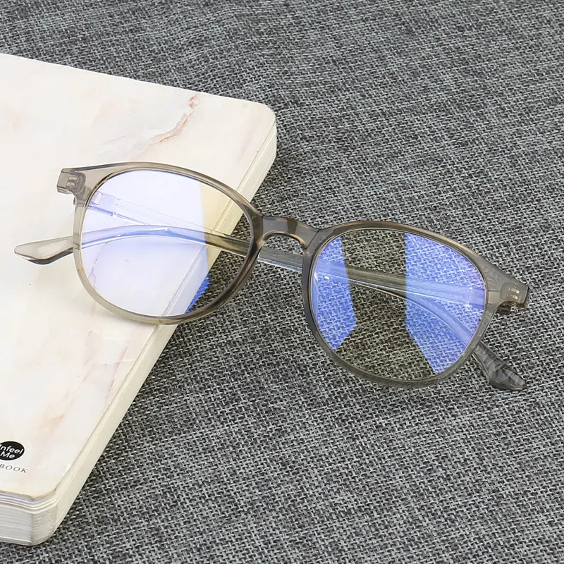 Montura de gafas con luz azul para mujer, lentes de protección ocular antiradiación para hombre y mujer, gafas redondas antirayos azules sin grados