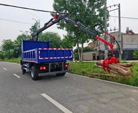 Grue de camion chinois à flèche télescopique avec godet de préhension et attache rapide, pour travaux d'assainissement municipal, approvisionnement à long terme