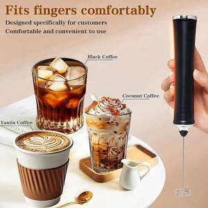 Alat pembuat buih susu genggam isi ulang, untuk kopi, 3 kecepatan dengan dudukan, Batidora De Mano Electrica Frother dengan <span class=keywords><strong>2</strong></span> kepala - Product Image 2