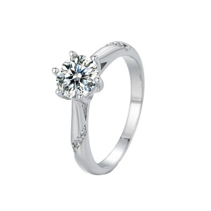 S925 plata esterlina hembra D-Color 1 quilate Moissanite anillo clásico seis garras <span class=keywords><strong>diamante</strong></span> directo de fábrica - Product Image 1