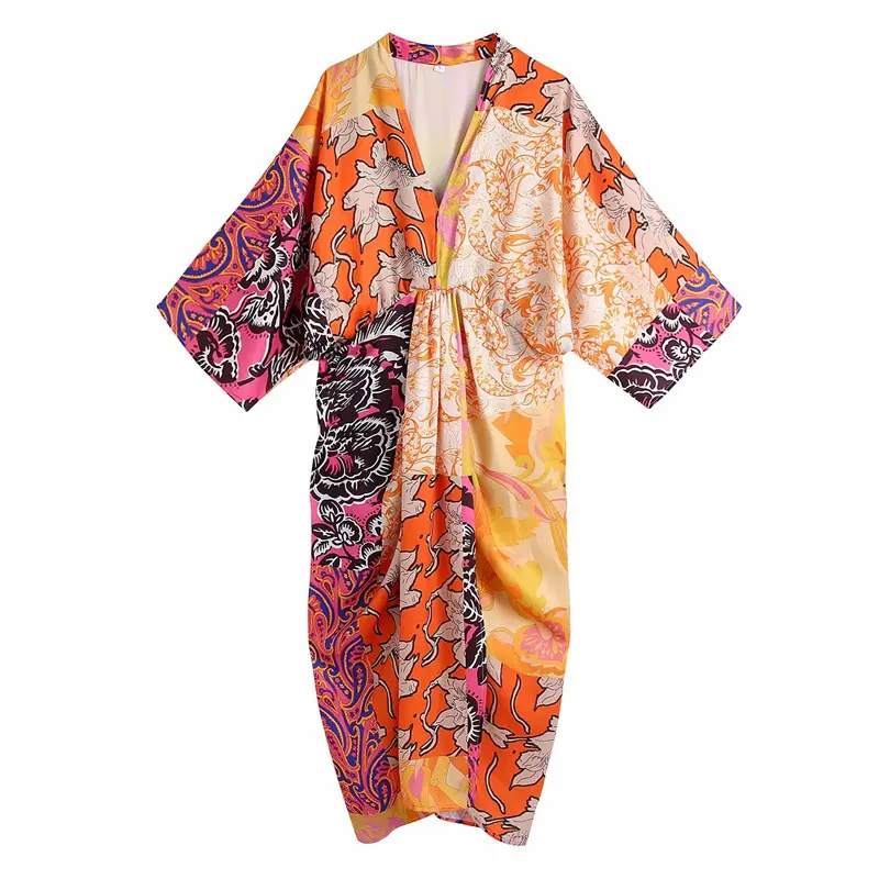 Barbie Looks 2024 Abito Caftano Corto Hippy Boho Maxi Donna Plus Size - Tunica In Poliestere, Stampa Animale E Floreale, Fatto A Mano In India Abito Boho Stampato - Foto 2