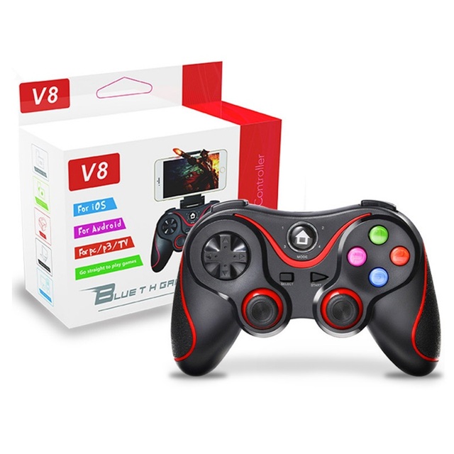 V8 Wireless Game Controller Joystick Gamepad with Phone Holder for Android/iOS/Smart TV/PS3/Switch/PC