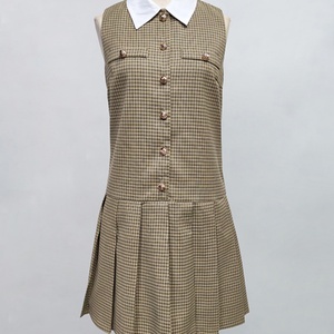 Wholesale Customized OEM ODM High Quality Women's <b>Dresses</b> New Casual Commuter Solid Color Plaid Lapel Sleeveless <b>Dresses</b> - Product Image 2