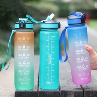 1000ML Portable En Plastique SANS BPA Bouteille D'eau Potable Sport Bouteille D'eau Personnalisée Logo Avec Marqueur de Temps de Motivation