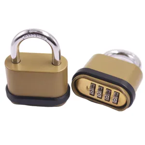 Combination Brass Finish lock 4 digit bottom password padlock item 8083 steel laminated zinc alloy warehouse door lock Lock