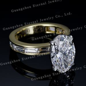 תכשיטי נשים בהתאמה אישית, תעודת IGI, יהלום מעבדה בחיתוך אובלי באגט 2 קראט, VVS, כסף סטרלינג S925, זהב מלא 10K 14K 18K, טבעת נישואין - Product Image 4