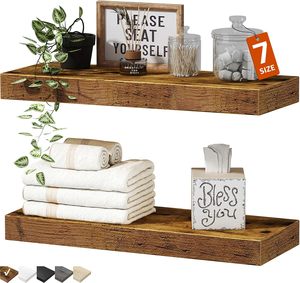 Étagères flottantes personnalisées pour salle de bain - Étagère murale au-dessus des toilettes Décoration de maison de style campagnard Étagère de présentation Étagère à livres Brun rustique - Product Image 1